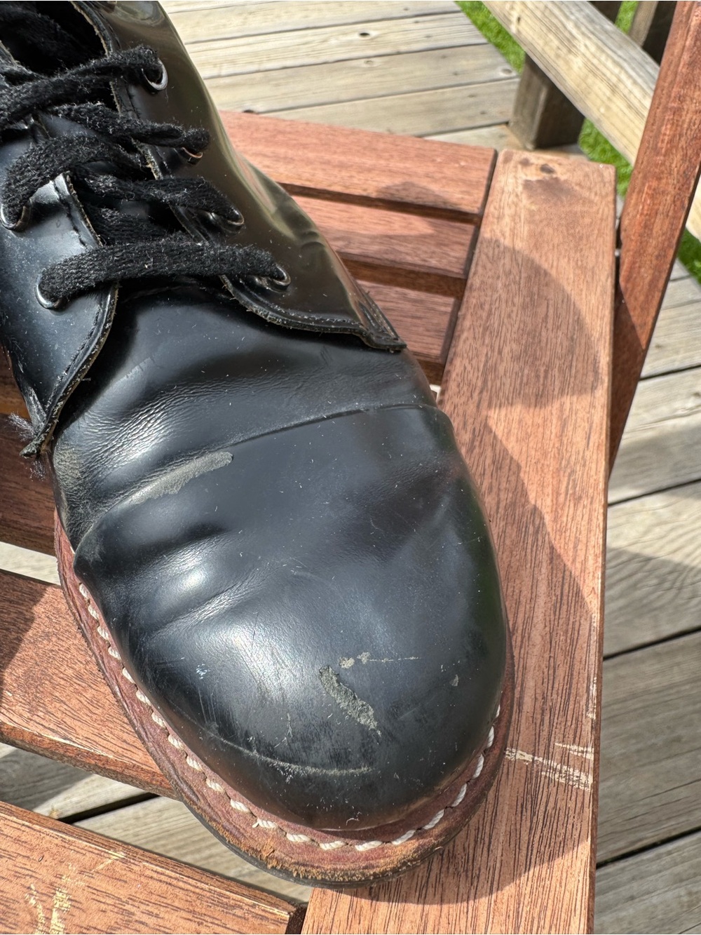 Vintage Dr. Martens 8-Eye Black Leather Cap Toe Boots | Men’s - Picture 6 of 9